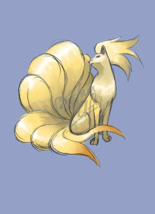 Quick painting of Ninetales from Pokemon - done in Adobe Photoshop.
