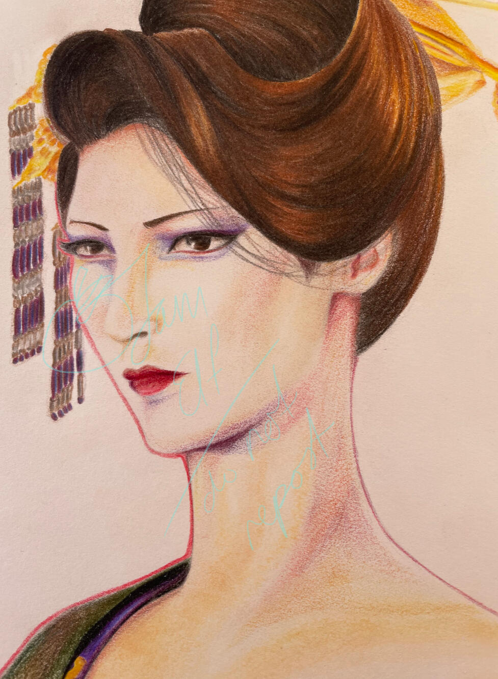 Madam M from Final Fantasy VII Remake - drawn with Faber-Castell Polychromos pencils.